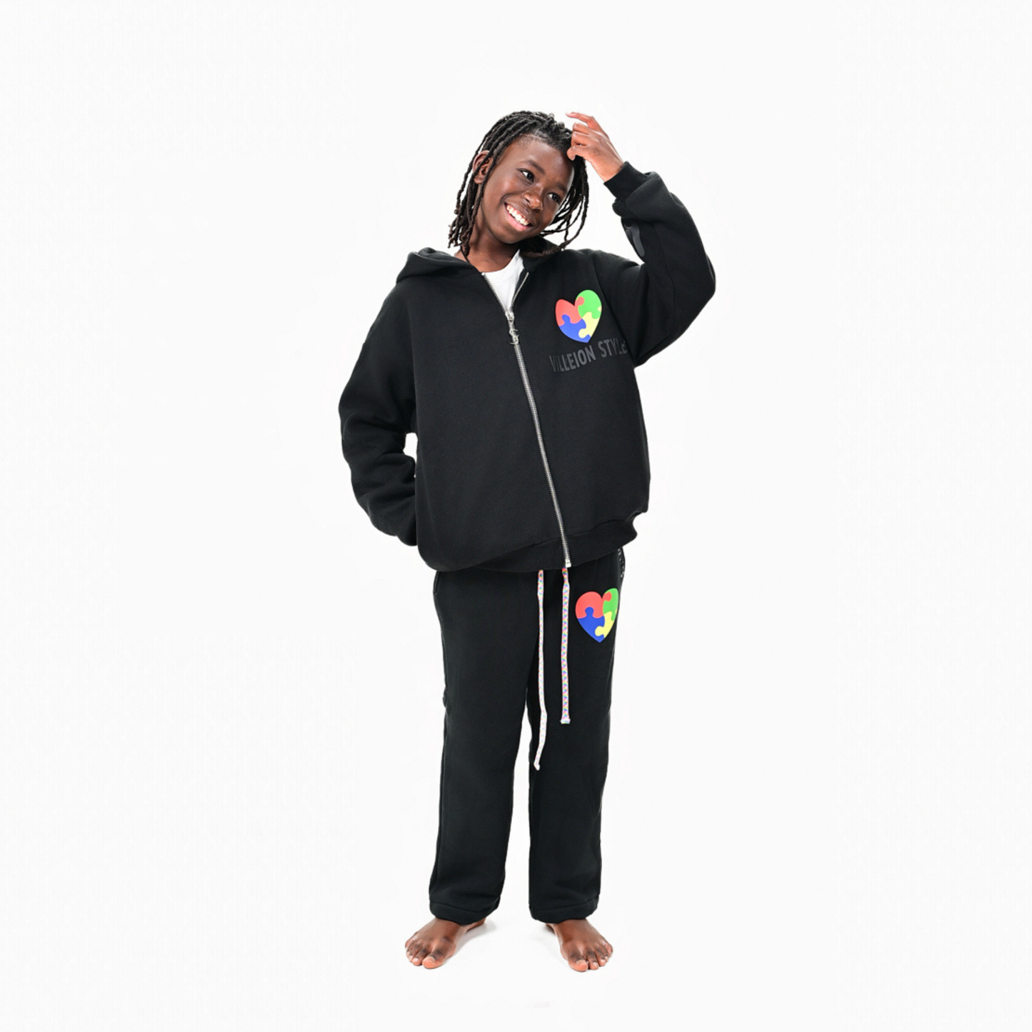 Kids Autism Awareness Premium Jacket — Midnight Black