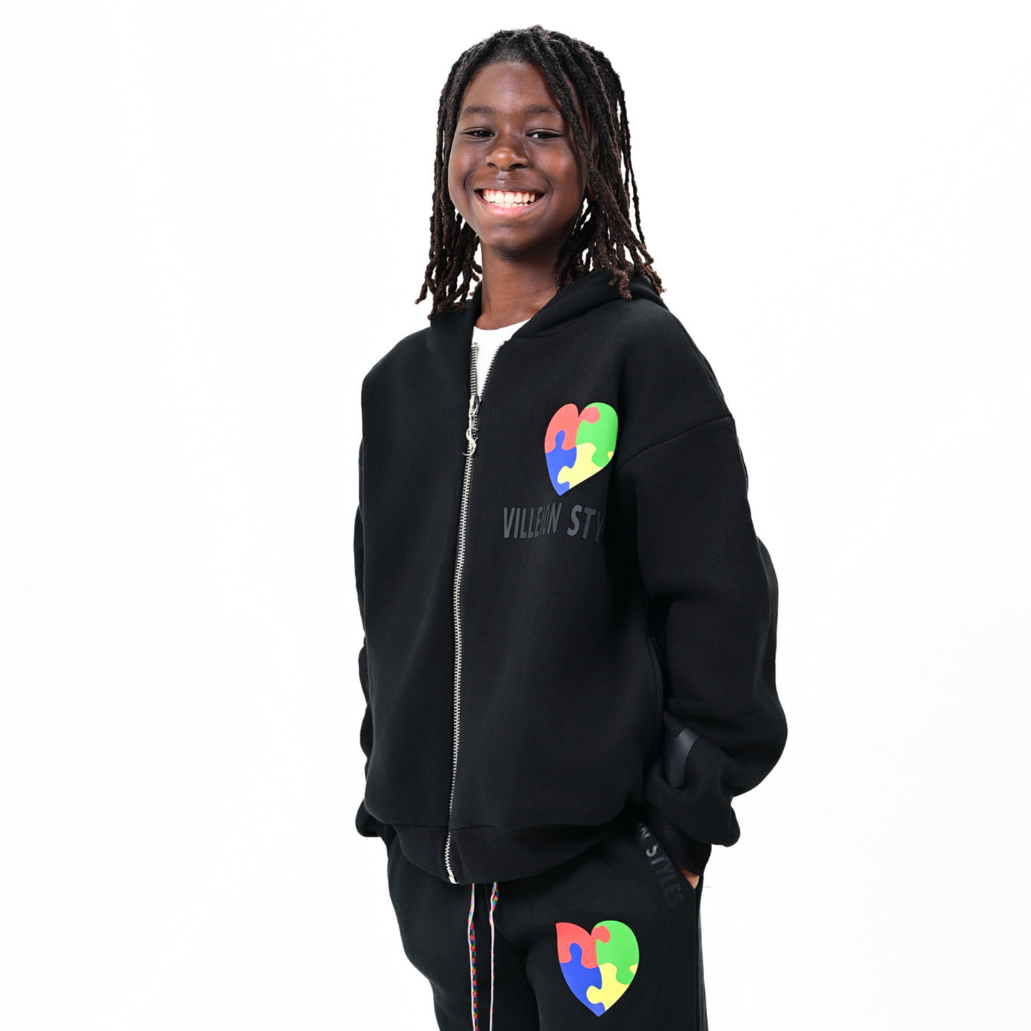 Kids Autism Awareness Premium Jacket — Midnight Black
