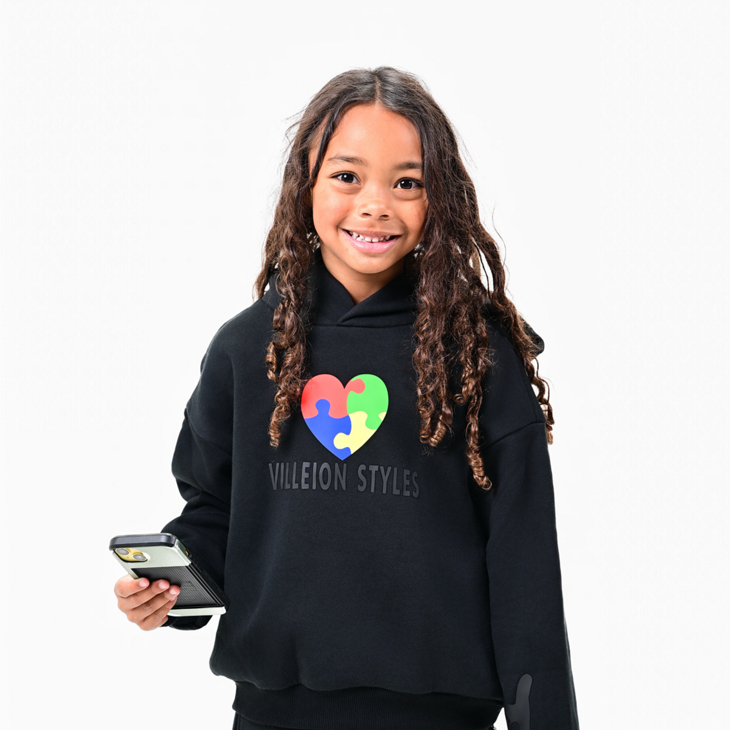 Kids Autism Awareness Premium Hoodie — Midnight Black
